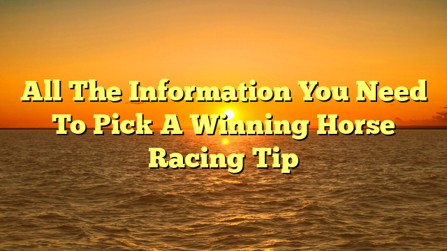 All The Information You Need To Pick A Winning Horse Racing Tip