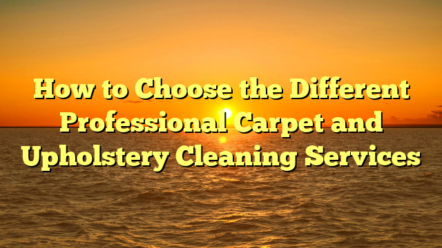 How to Choose the Different Professional Carpet and Upholstery Cleaning Services